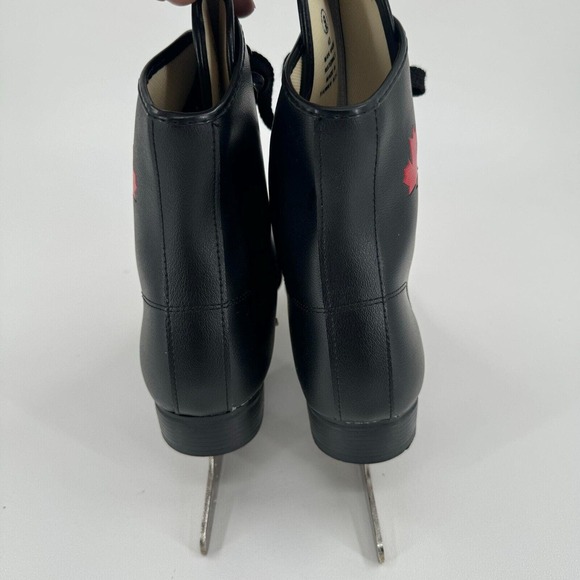 SLM Canadian Flyer MENS Black Lace Up Single Blade Ice Skates SIZE 9 - Vintage - Picture 10 of 16